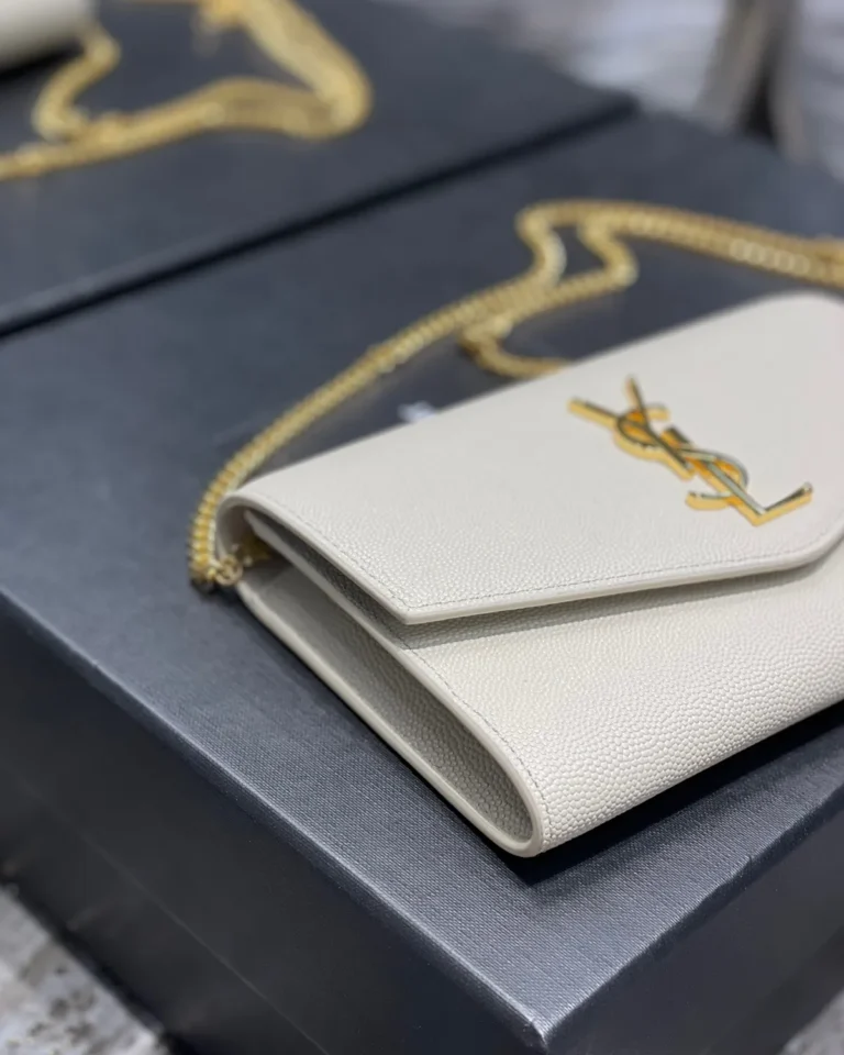 Cream Envelope Chain Wallet — side view