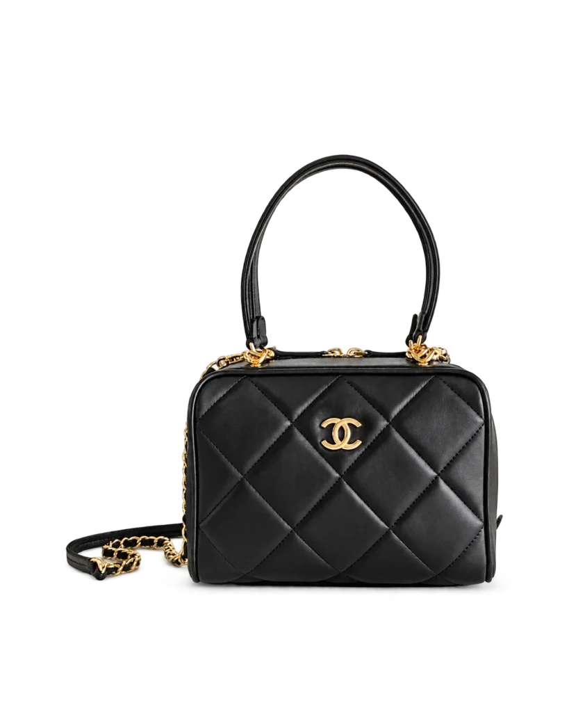 Black Quilted Bowling Bag — main view