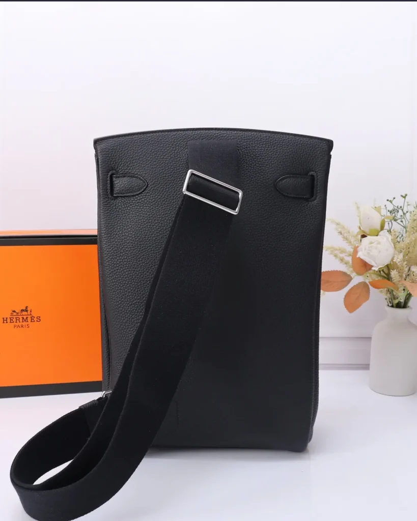 Dark Navy Tall Strap Bag — rear strap view