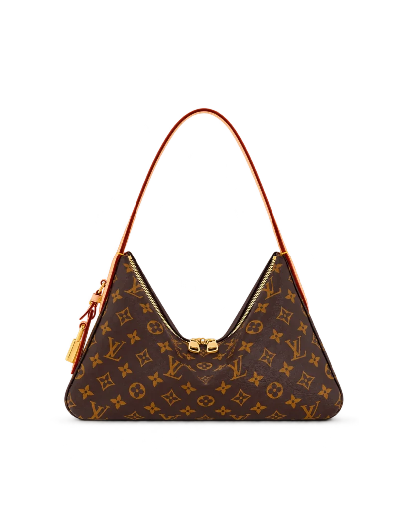 Brown Monogram Slouchy Hobo — upright front view