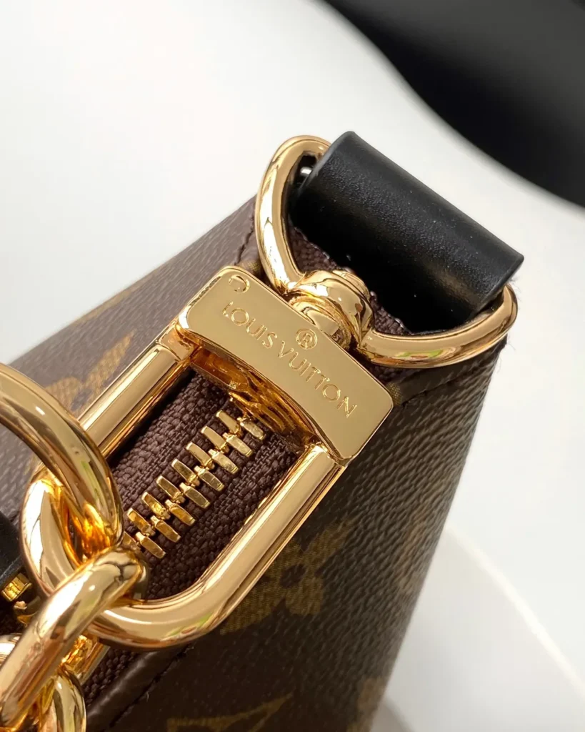 Brown Monogram Crescent Chain Hobo — strap attachment view