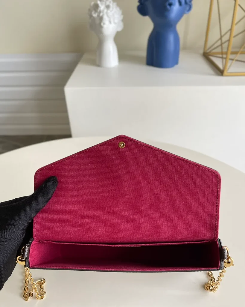 Brown Monogram Envelope Chain Pouch — interior view