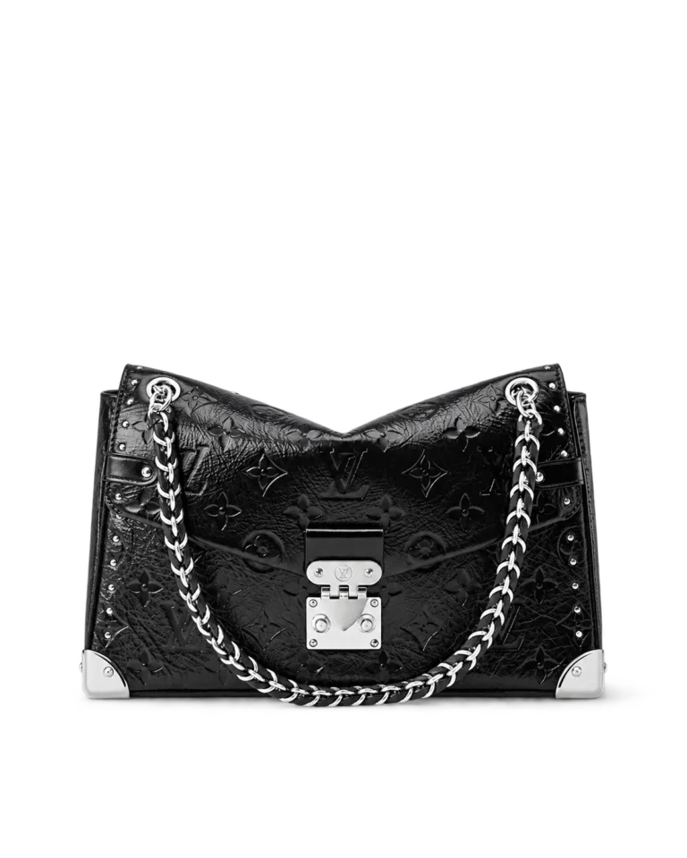Black Embossed Chain Flap Bag — main view