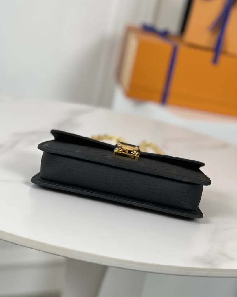 Black Embossed Flap Chain Wallet — base view
