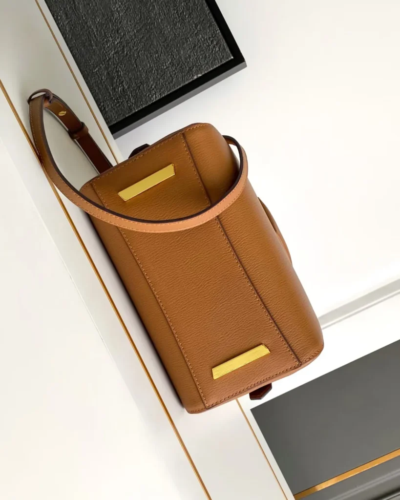 Tan Domed Top Handle Bag — base view