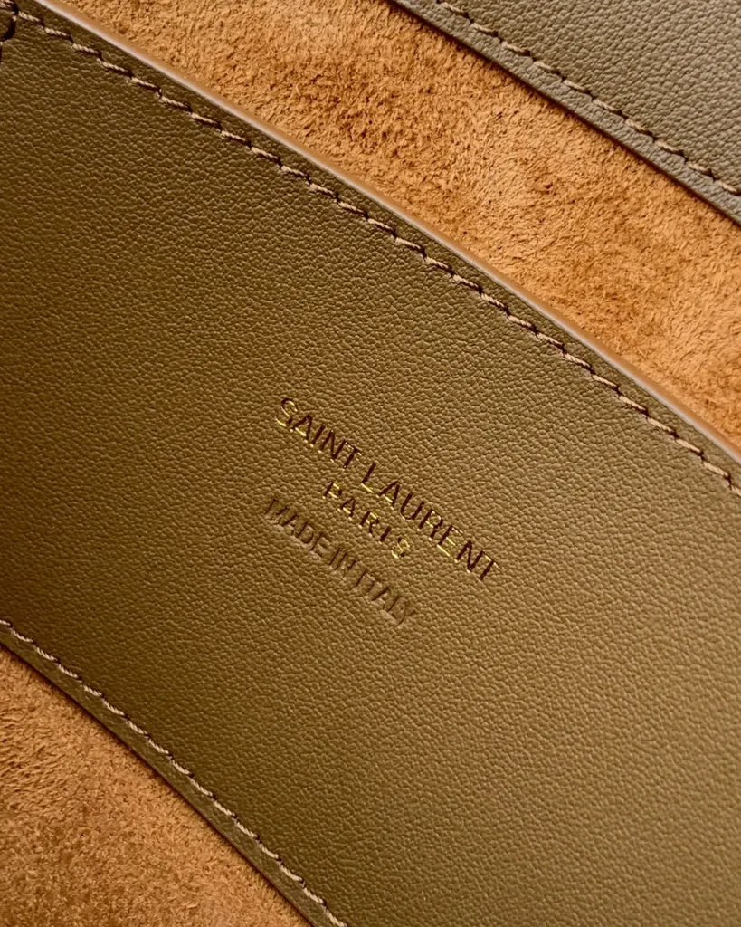 Tan Textured Curved-Flap Shoulder Bag — interior detail view