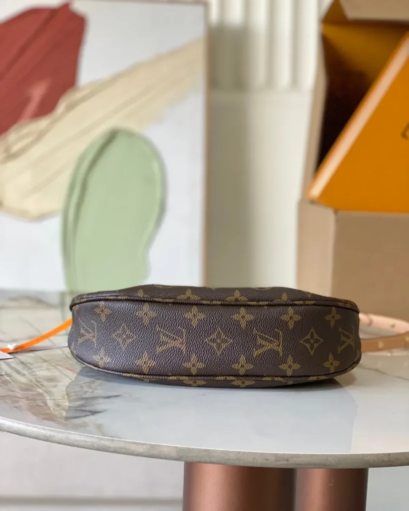 Brown Monogram Curved Flap Shoulder Bag — base view