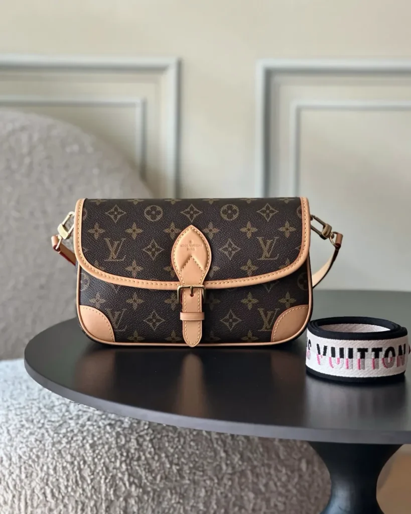 Brown Monogram Buckle Satchel — front view
