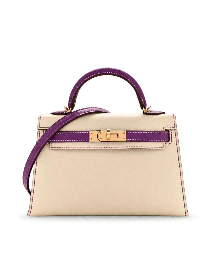 Kelly-Inspired 25 Craie and Rose Pourpre Bag, main view
