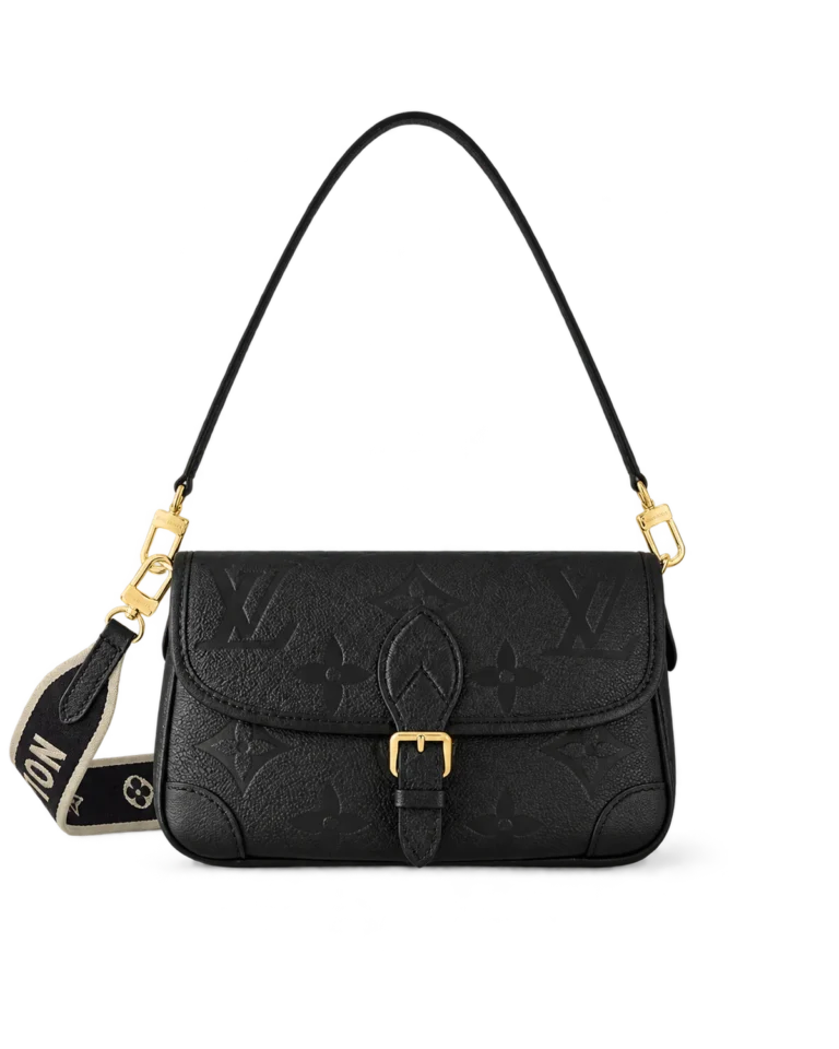 Black Embossed-Monogram Buckle Satchel — main view