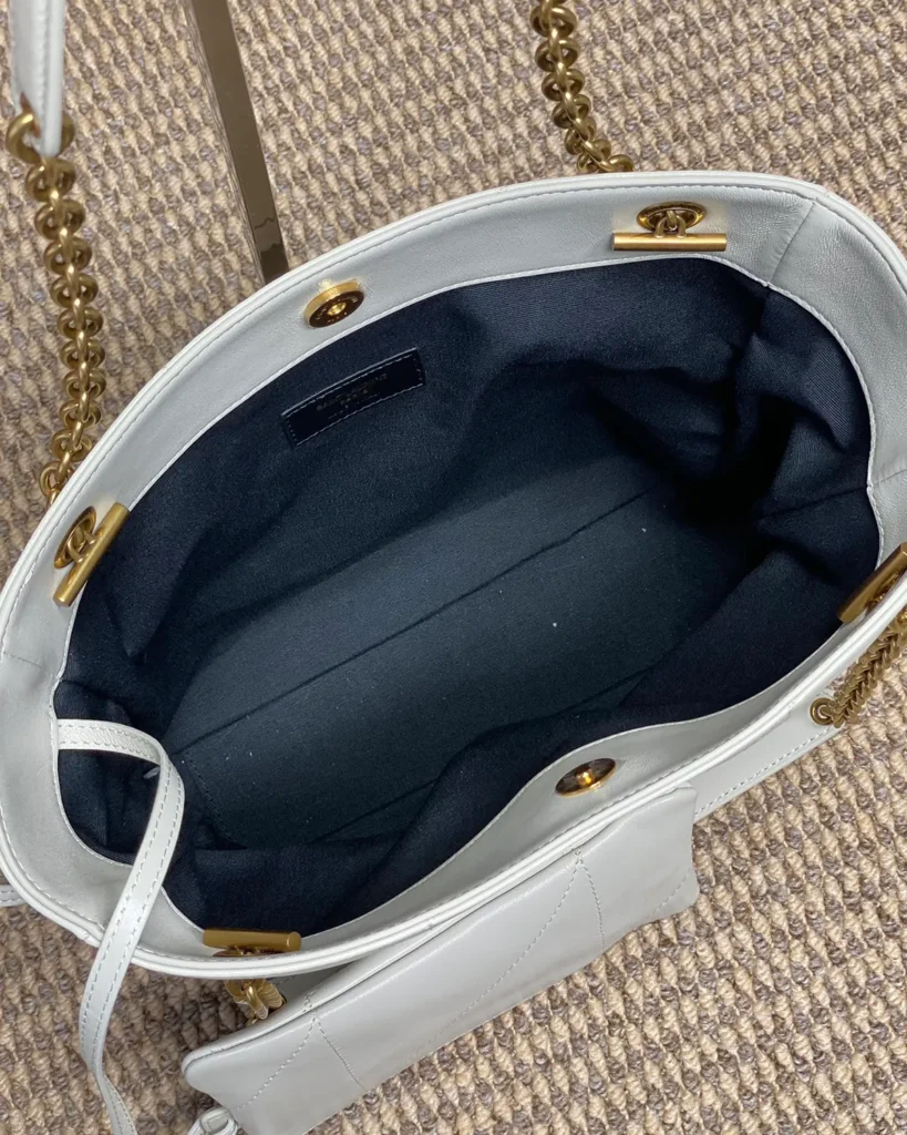 Ivory Geometric Side-Tie Shopper — interior view