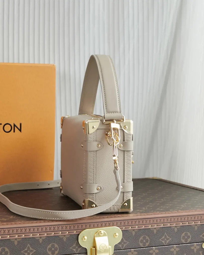 Taupe Corner-Plate Shoulder Bag — side view