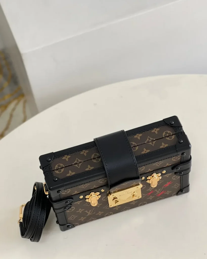 Brown Monogram Black-Trim Trunk Bag — top view