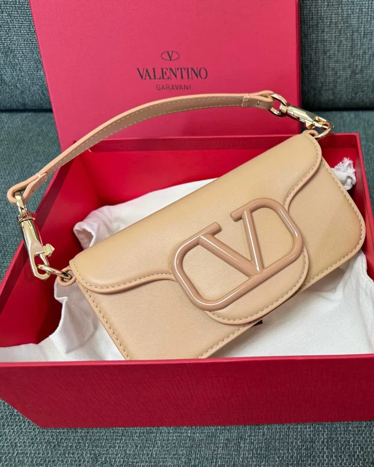 Beige Tonal-Ornament Flap Shoulder Bag — angled front view