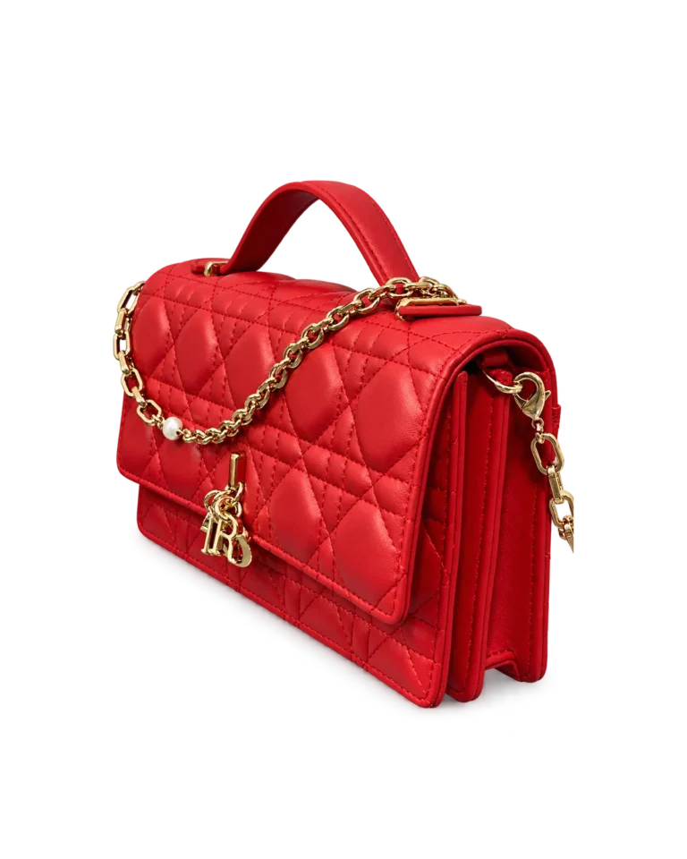 Red Quilted Top Handle Flap Bag — main view