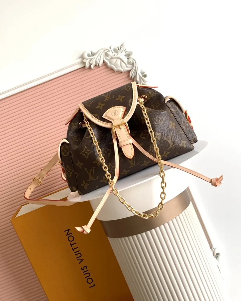 Brown Monogram Buckled Flap Satchel — front view