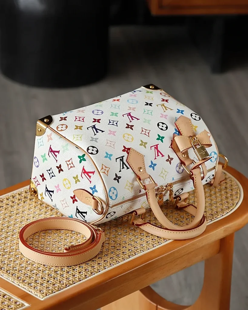 White Multicolor Monogram Top-Handle Bag — top view