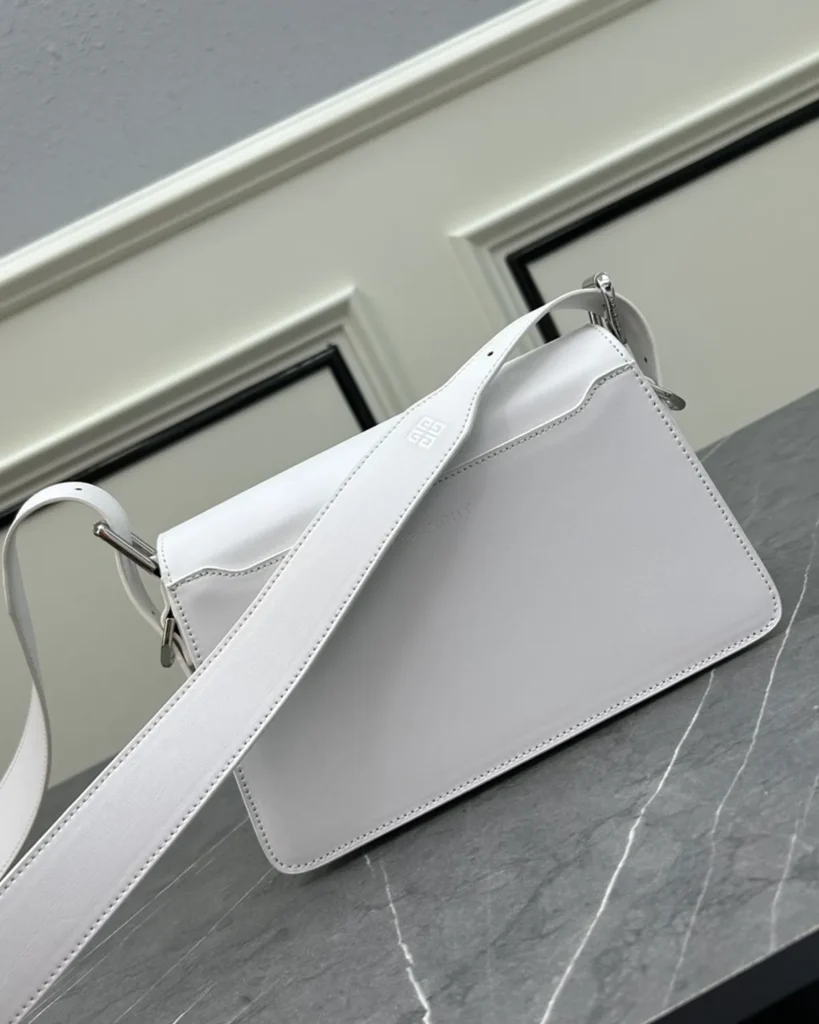 White Geometric Clasp Flap Bag — rear