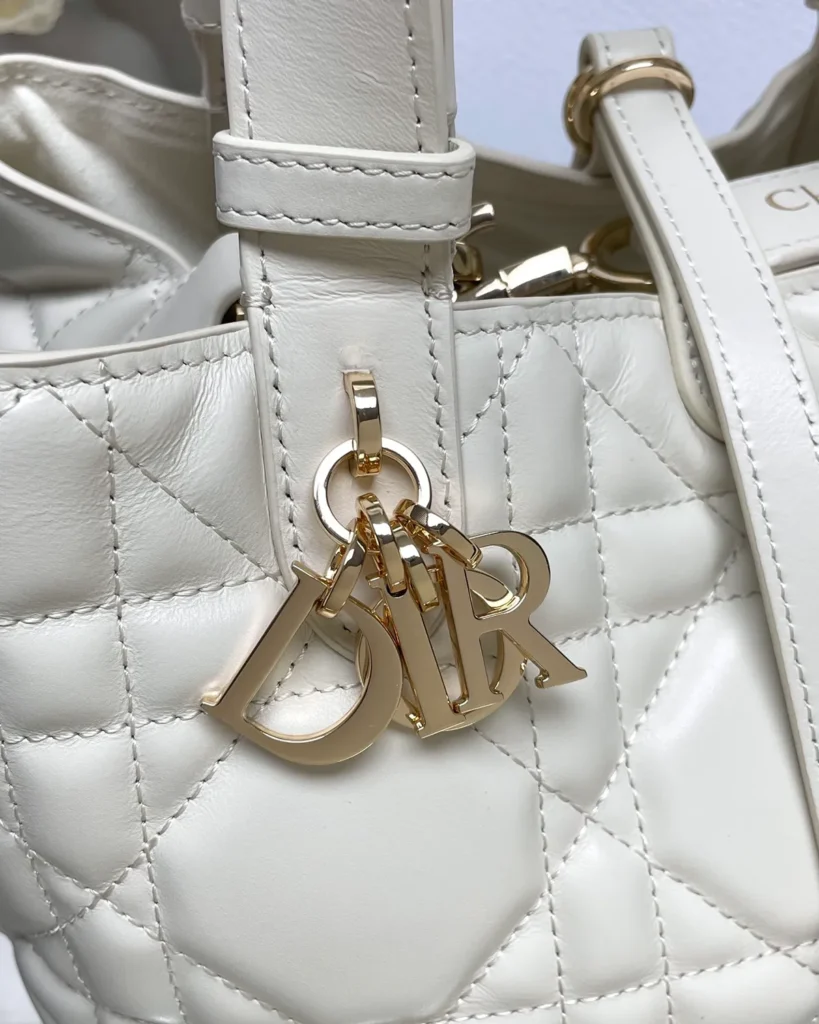 Ivory Soft Quilted Tote — charms view