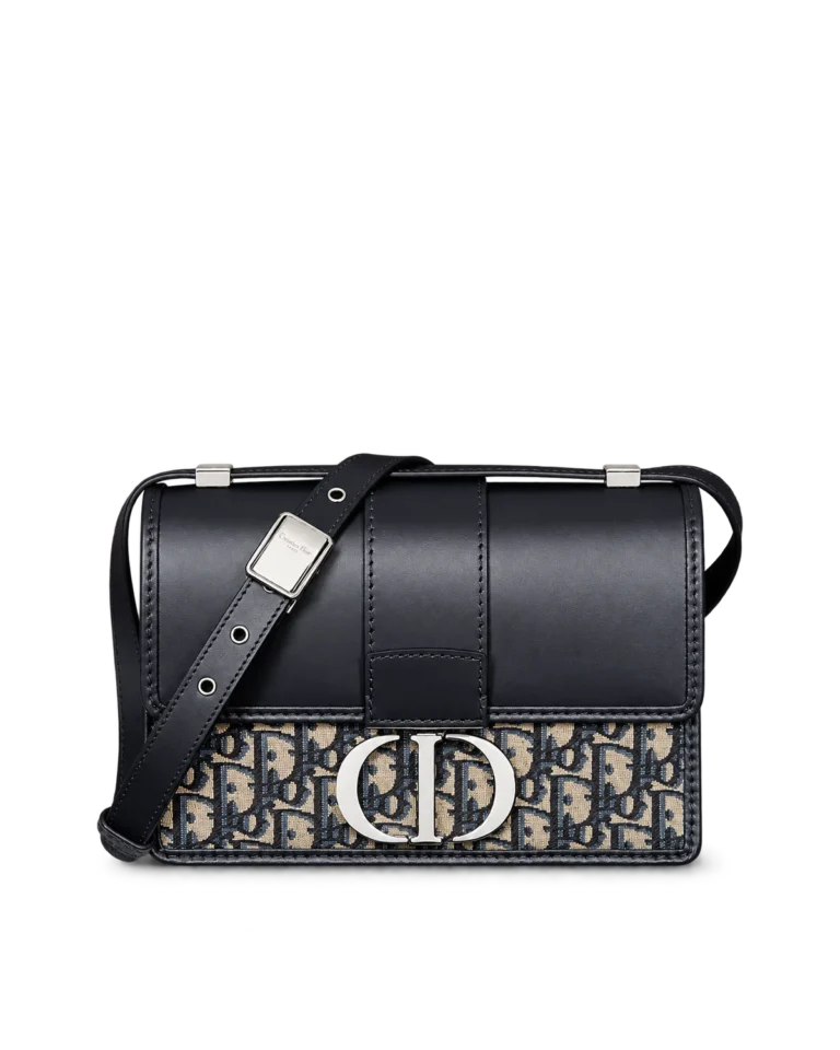 Navy Monogram Box Flap Bag — main view