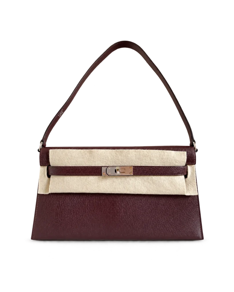 Burgundy structured shoulder bag, main view