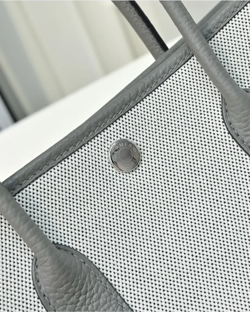 Garden Party-Inspired 30 Grey Canvas Tote, snap detail view