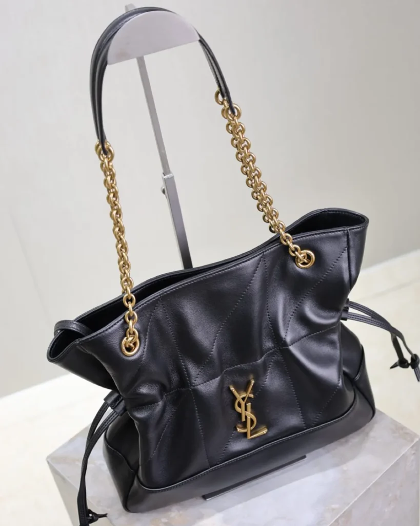 Black Geometric Side-Tie Shopper — top view