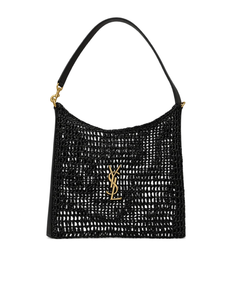 Black Open-Mesh Shoulder Bag — upright front view