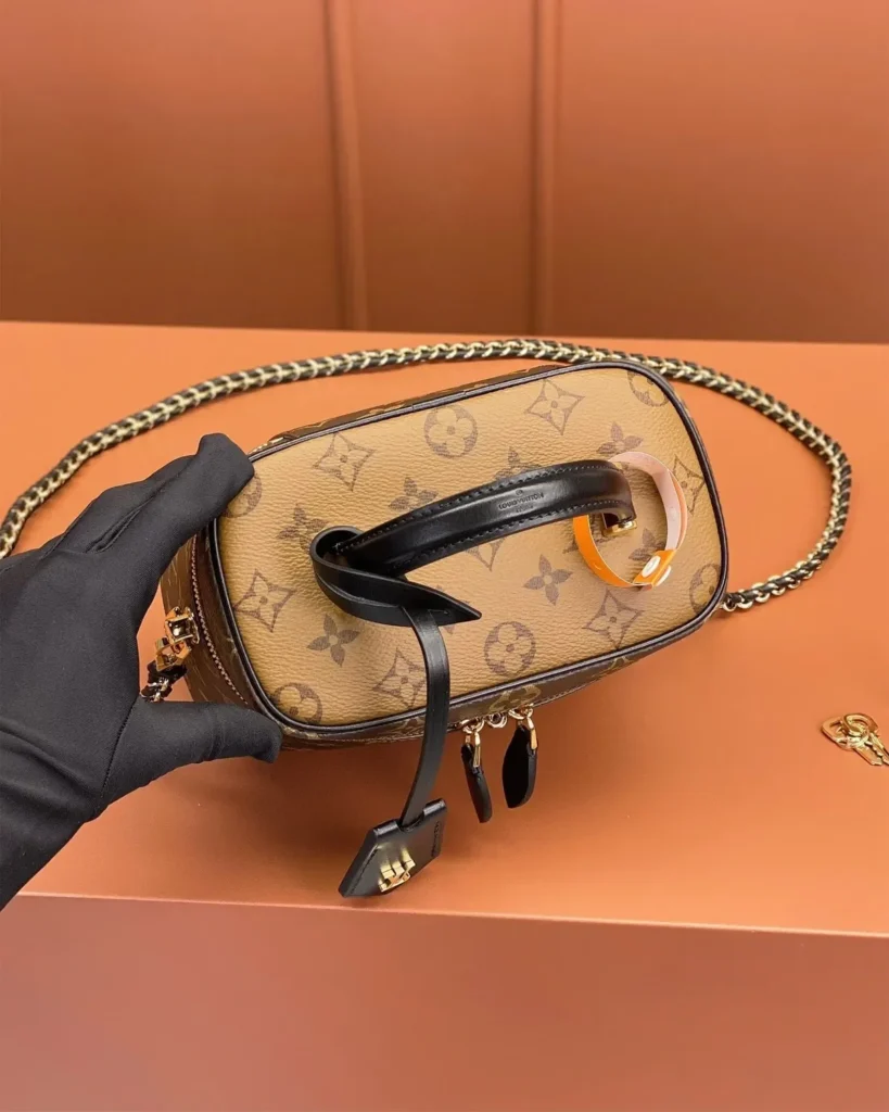 Two-Tone Monogram Vanity Bag with Chain — top view