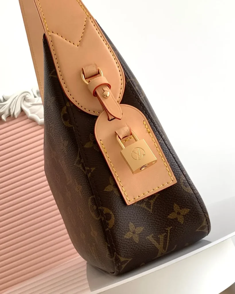 Brown Monogram Slouchy Hobo — hanging detail view