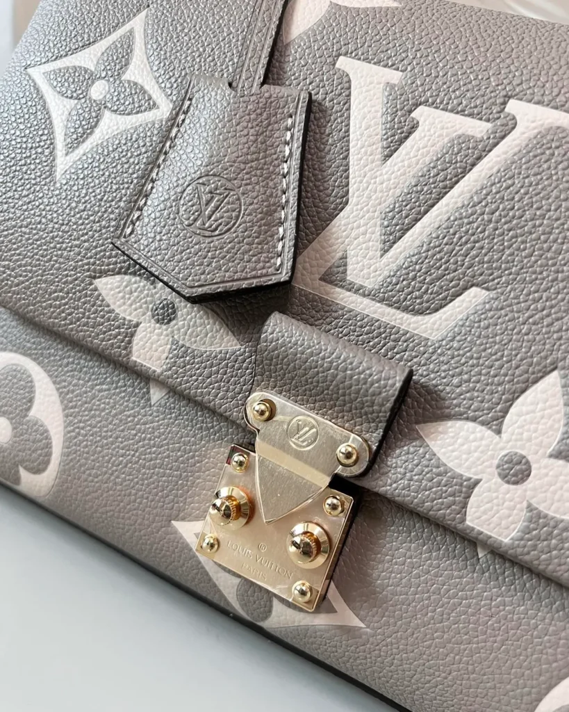 Madeleine-Inspired Monogram Top-Handle Handbag — clasp detail view