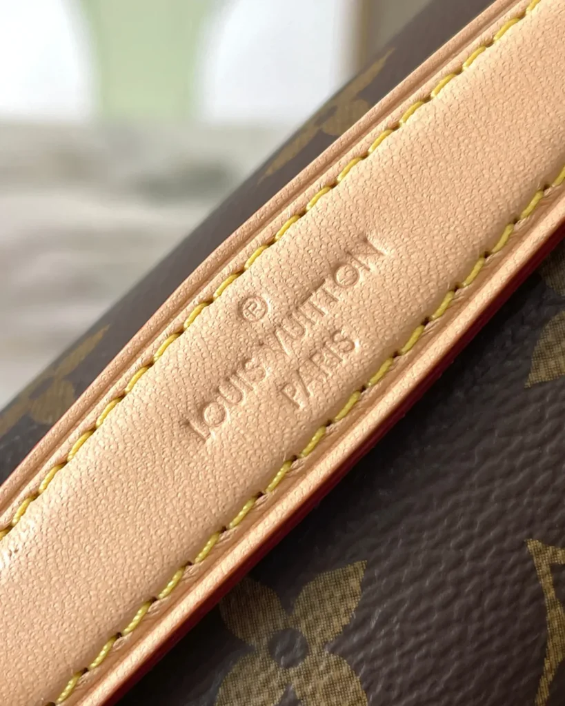 Brown Monogram East West Chain Satchel — handle detail view