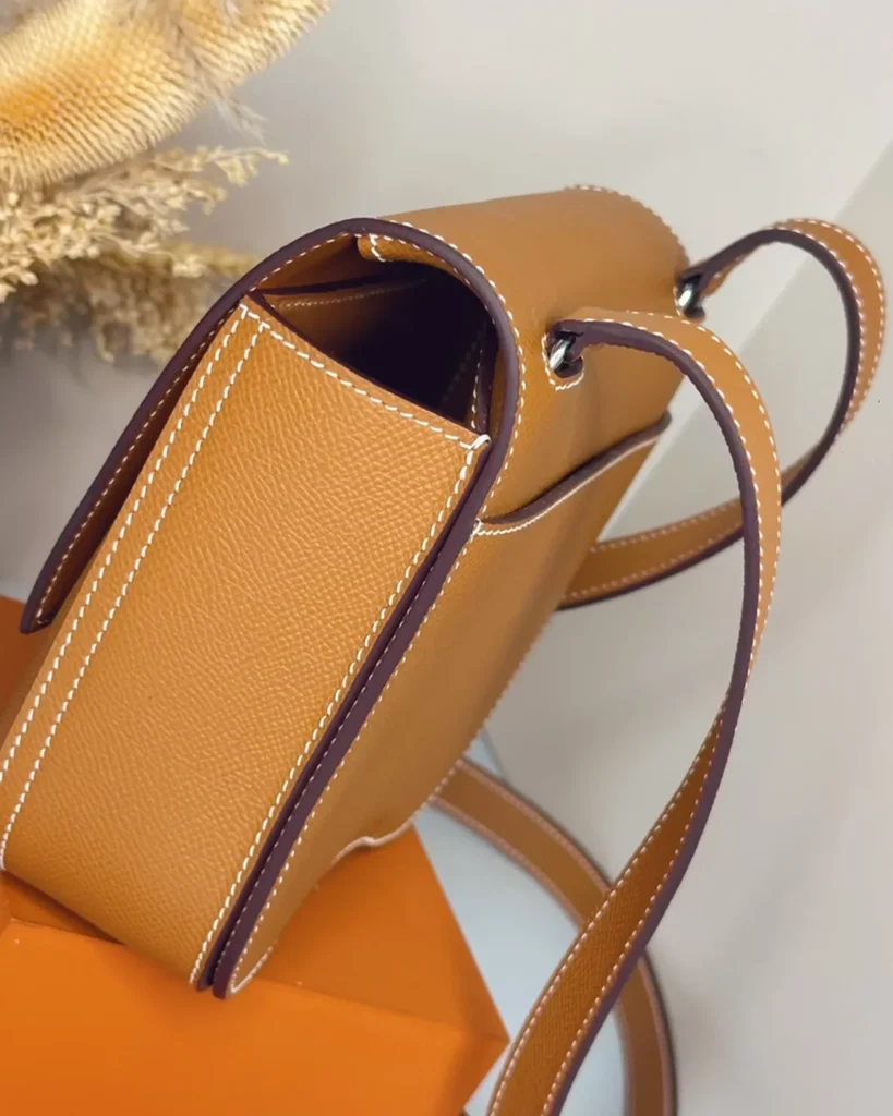 Della Cavalleria-Inspired Gold Mini Saddle Bag, side view