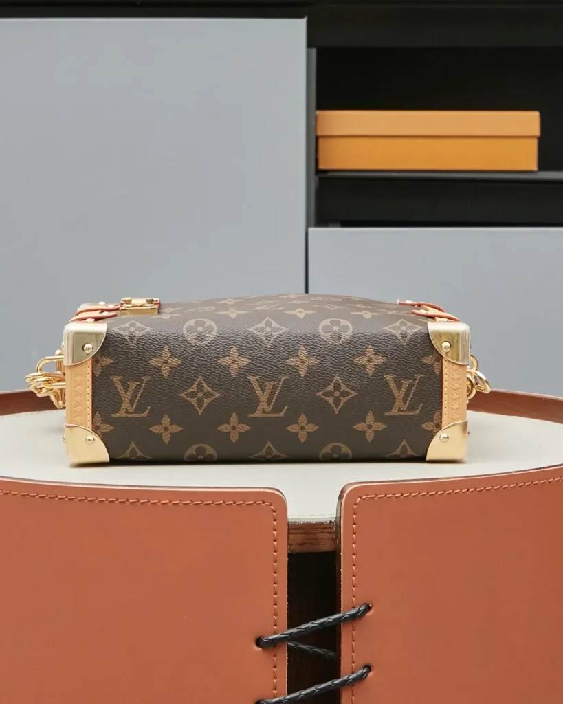 Brown Monogram Tan-Trim Shoulder Bag — base view