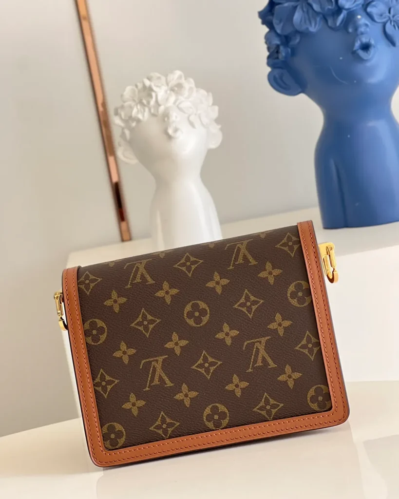 Two-Tone Brown Monogram Flap Bag — rear view