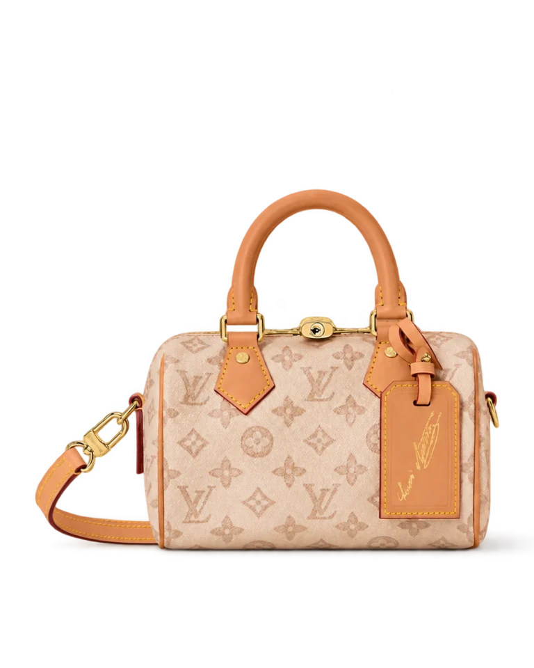 Pink Cream Monogram Boston Bag — upright front view