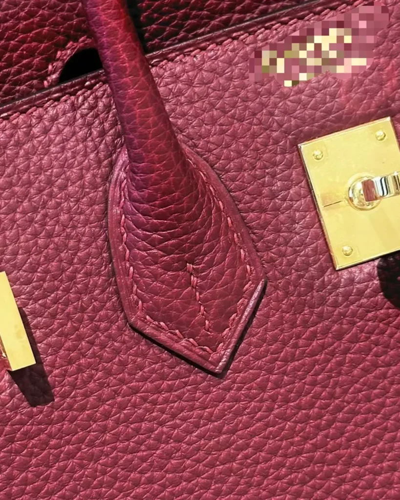 Burgundy Grained Top-Handle Bag — texture view