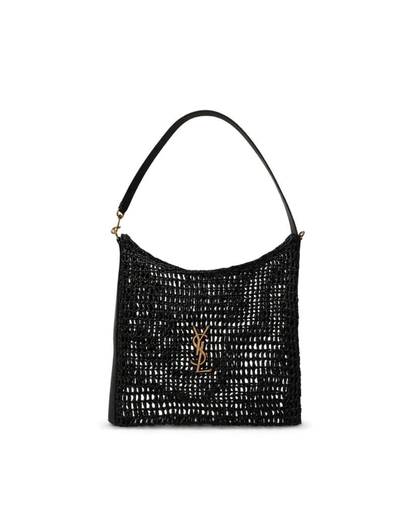 Black Open-Mesh Shoulder Bag — front view