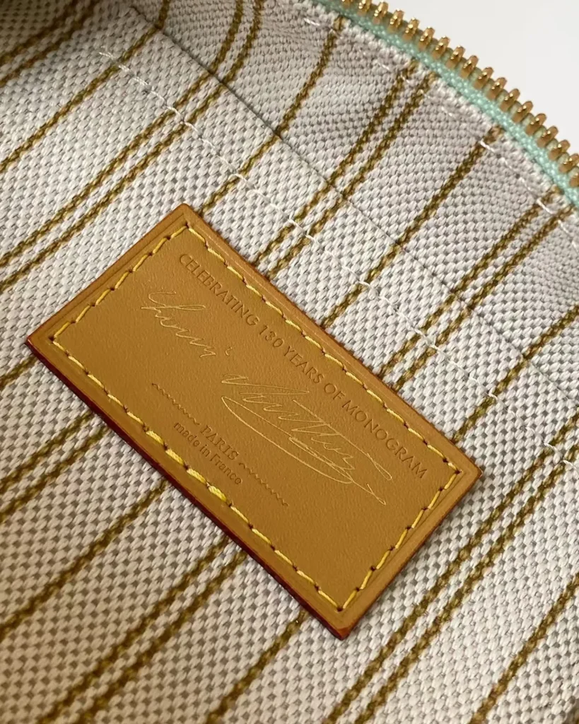 Pale Green Monogram Boston Bag — interior label view