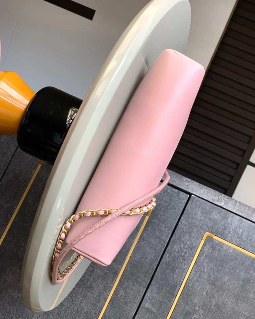 Pink Quilted Cutout-Handle Tote — base view