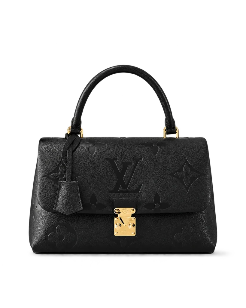 Black Embossed Flap Top Handle Bag — main view