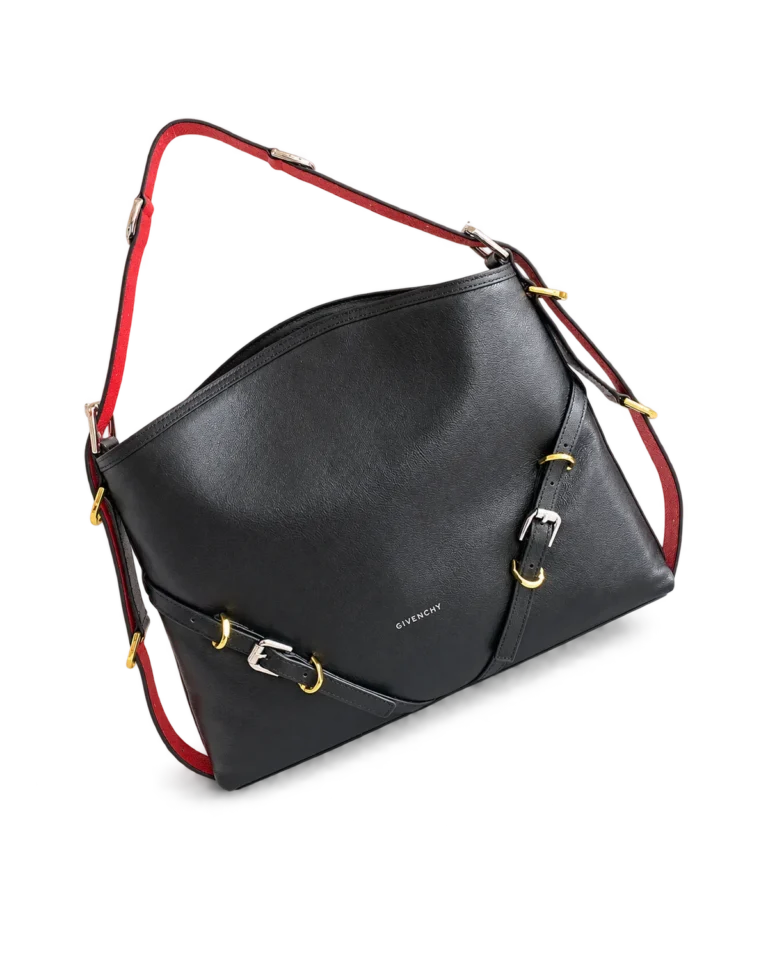 Black Red-Strap Buckle Shoulder Bag — main view
