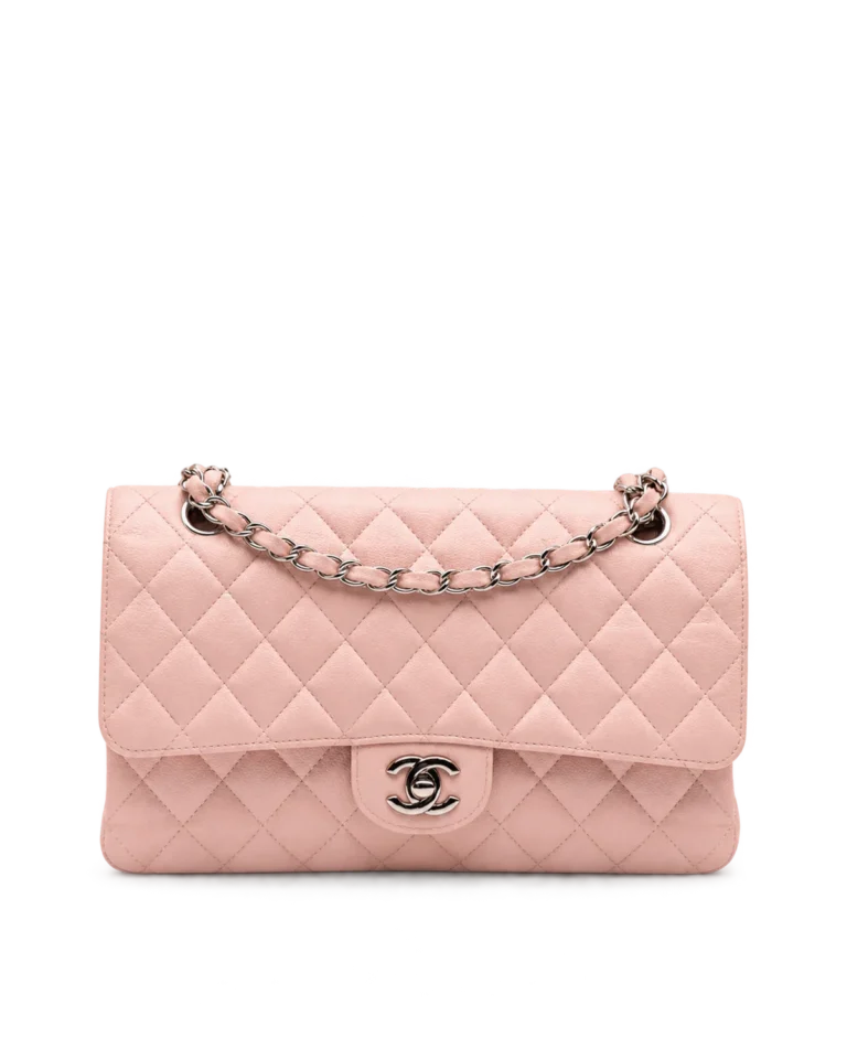 Pink Quilted Silver-Tone Chain Flap Bag — main view