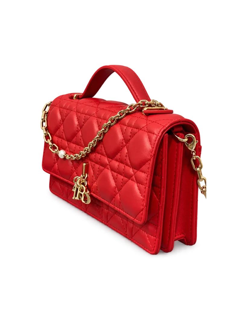 Red Quilted Top Handle Flap Bag — main view