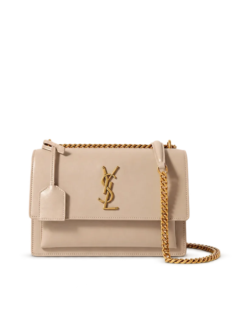 Beige Accordion Chain Flap Bag — main view