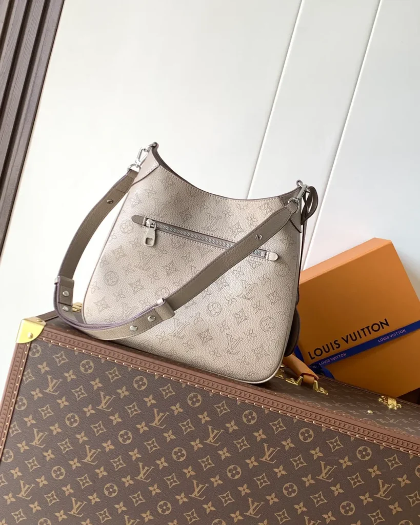 Taupe Perforated Monogram Shoulder Bag — rear view