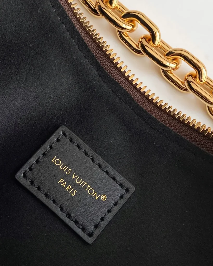 Brown Monogram Crescent Chain Hobo — interior label view