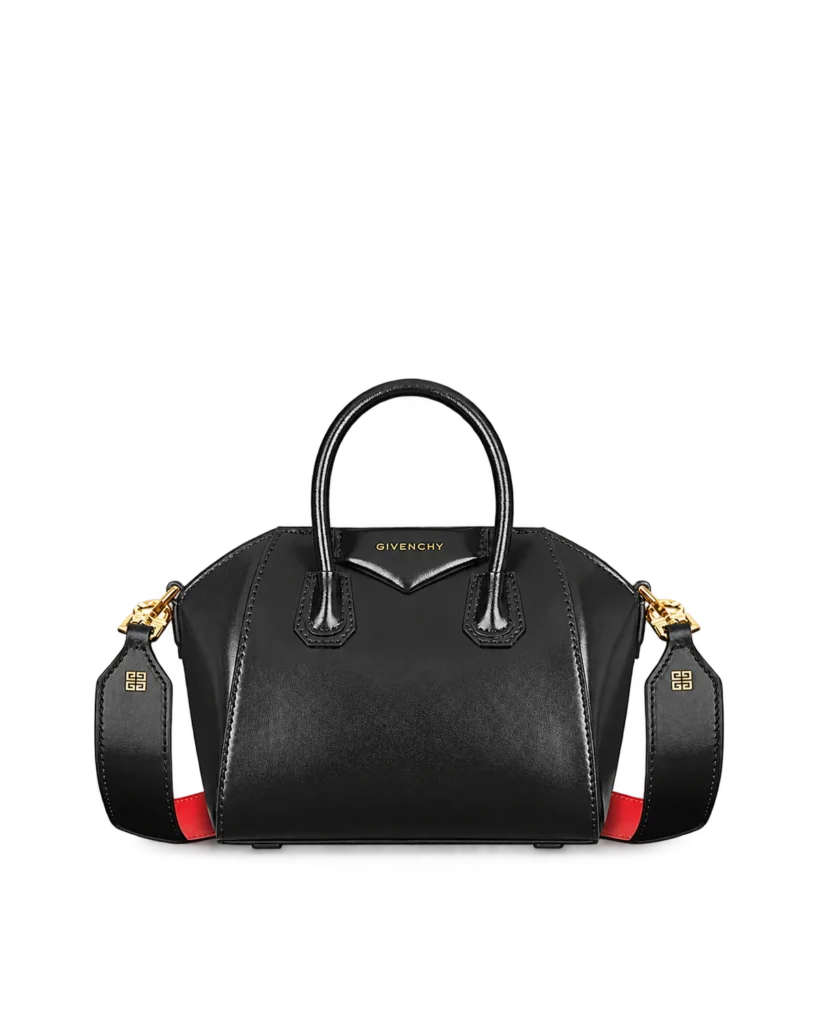 Black Red-Lined Twin-Handle Satchel — main view