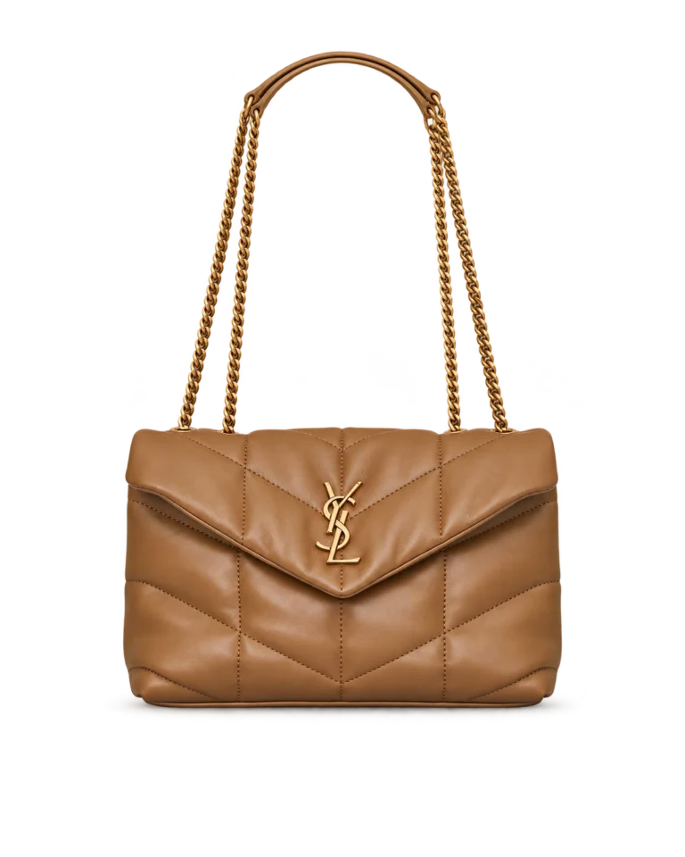 Caramel Quilted Chain Shoulder Bag — upright front view