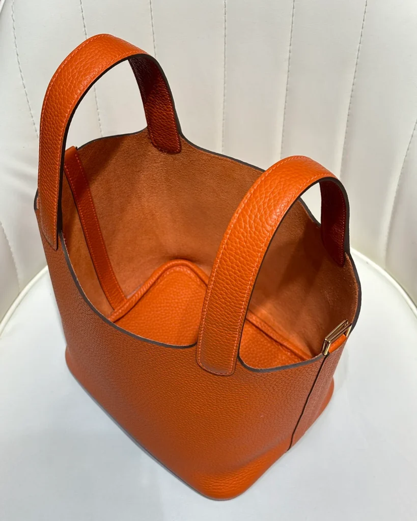Picotin-Inspired 18 Orange Bucket Bag, interior view